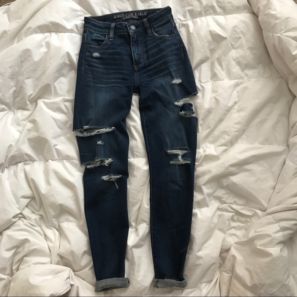 AE Super Stretch X High-Waisted Distressed Jeans